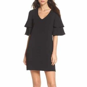 Nordstrom Charles Henry Shift Dress Double Bell Sleeves XS Black